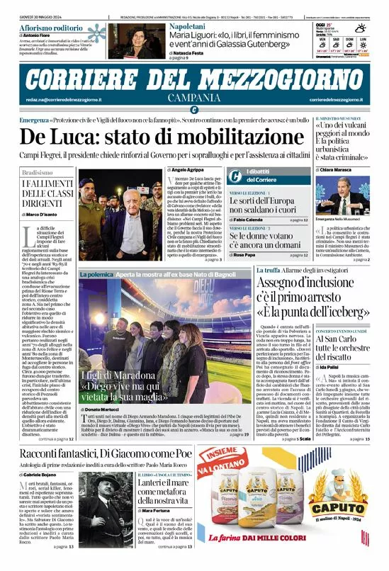 Prima-pagina-corriere del mezzogiorno-del-2024-05-30